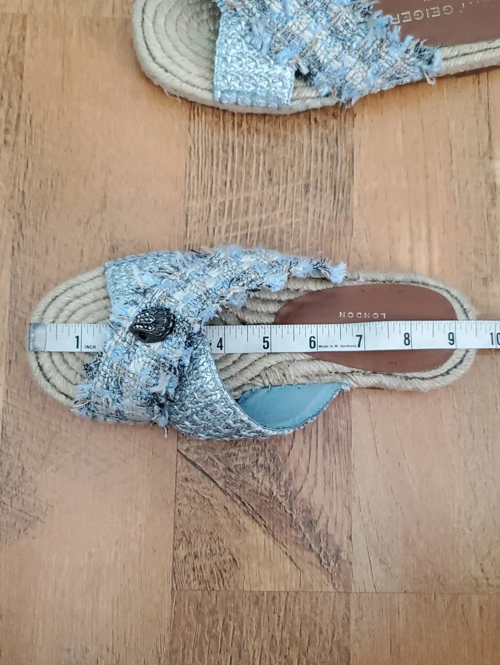 Kurt Geiger London Kensington X Espadrille Slide Sandals - Blue Tweed